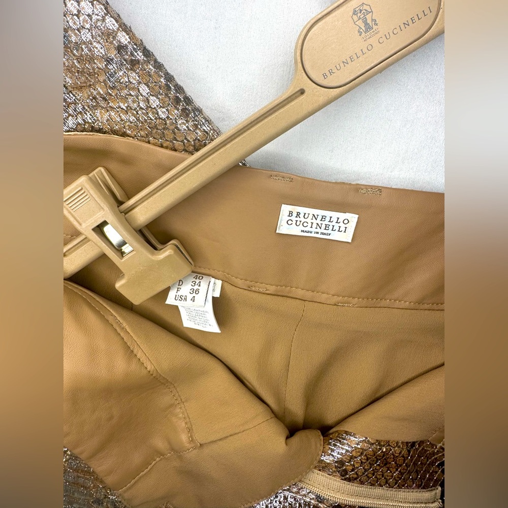 Brunello Cucinelli Metallic Python Cropped Pant, … - image 4